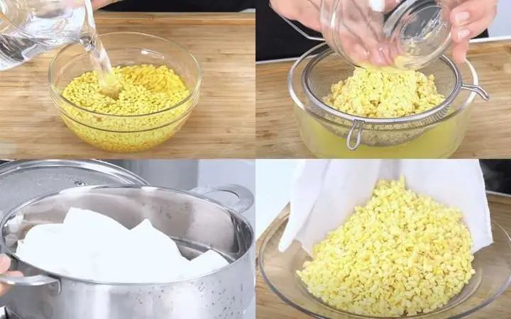 Bước 1: Sơ chế và hấp chín đậu xanh