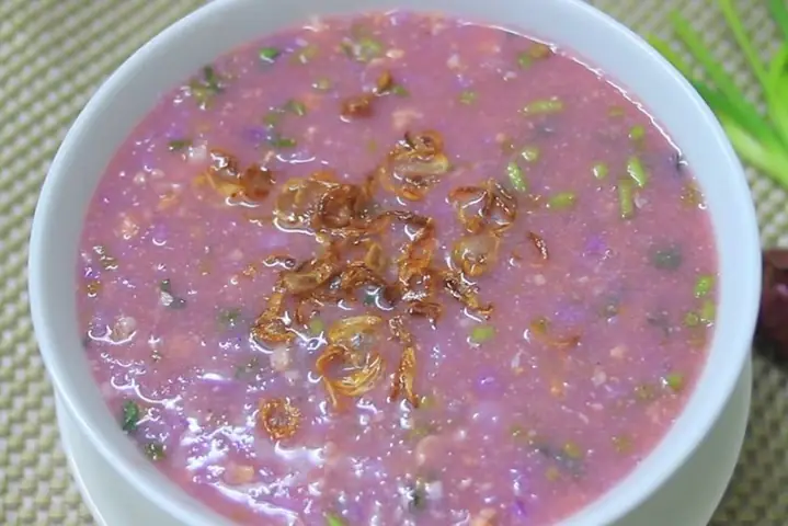 Cháo Khoai Mỡ Với Thịt Bằm