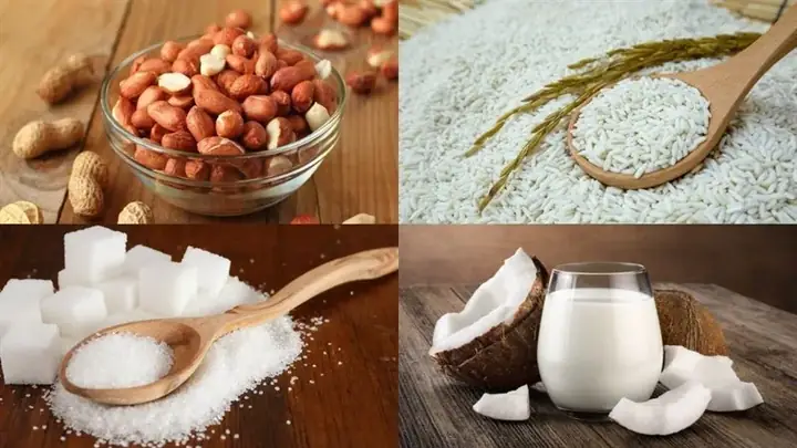 2. Nguyên liệu nấu chè nếp đậu phộng