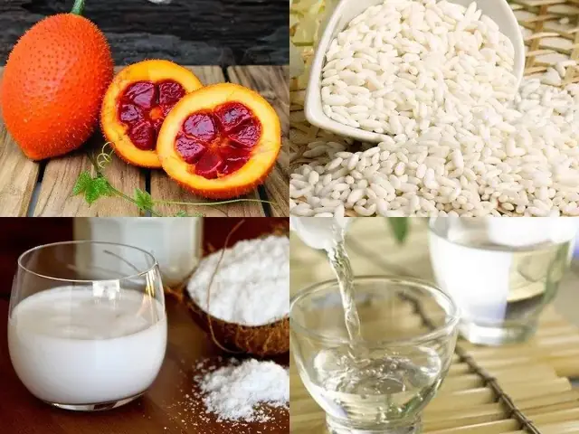 Nguyên liệu cần chuẩn bị để nấu xôi gấc Nguyên liệu cần chuẩn bị để nấu xôi gấc