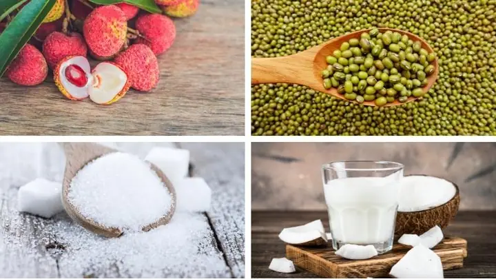 1nguyên Liệu Nấu Chè Vải Đậu Xanh