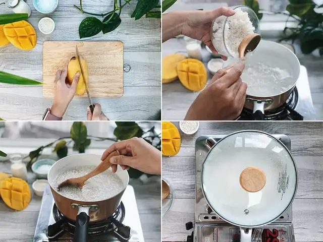 Bước 1: Chuẩn bị bột báng và trân châu để nấu chè xoài Singapore