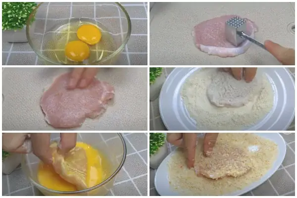 Bước 2: Xử lý phần bột chiên giòn Bước 2: Xử lý phần bột chiên giòn