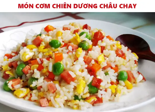 Trình bà y cơm chiên dương châu chay Trình bà y cơm chiên dương châu chay