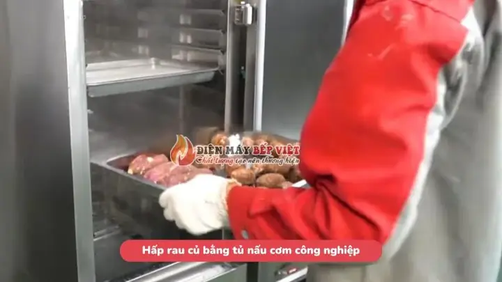 Hướng dẫn hấp rau củ bằng tủ nấu cơm công nghiệp chi tiết