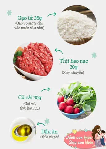 Cháo củ cải đỏ thịt nạc băm Cháo củ cải đỏ thịt nạc băm