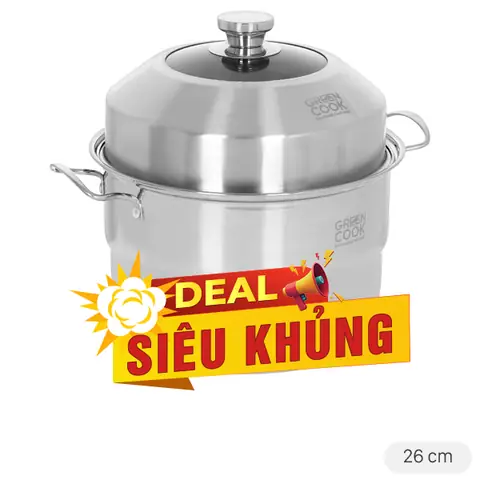 Nồi Xửng Hấp Inox Green Cook Gcst01-26ih