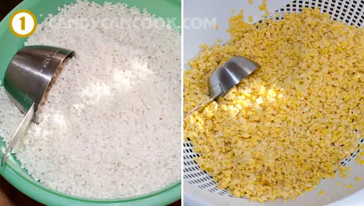 Chuẩn Bị Gạo Và Đậu Xanh Để Gói Bánh Chuẩn Bị Gạo Và Đậu Xanh Để Gói Bánh