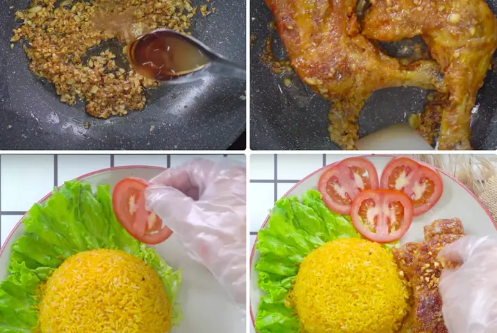 2. Cách làm cơm gà chiên mắm tỏi cùng Cơm gà Singapore