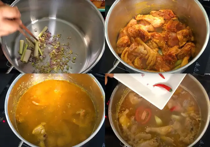 Làm lẩu gà Thái chua cay