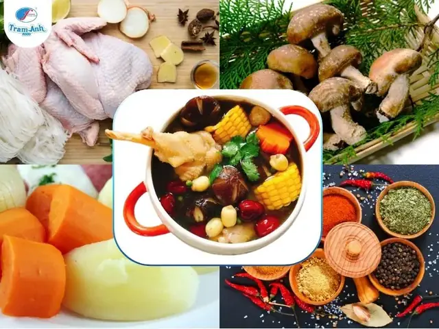 Nguyên liệu nấu gà hầm nấm hương