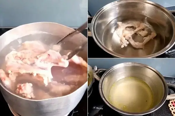 Sơ chế xương gà và nấu nước dùng Sơ chế xương gà và nấu nước dùng