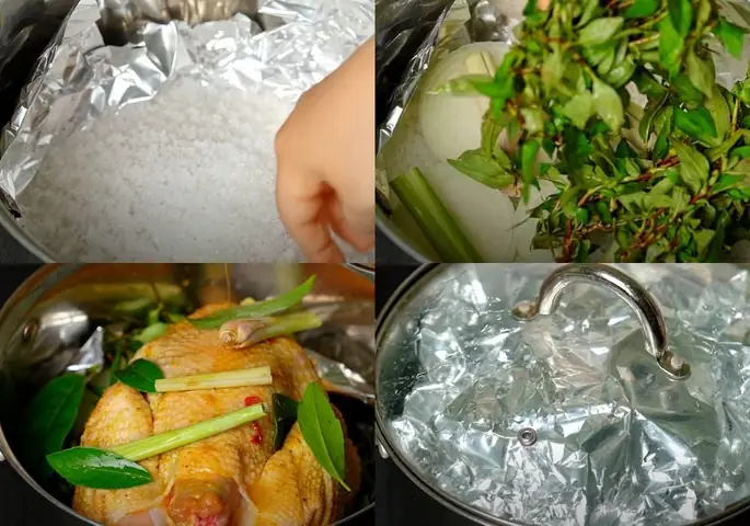 Hấp gà với muối hột Hấp gà với muối hột