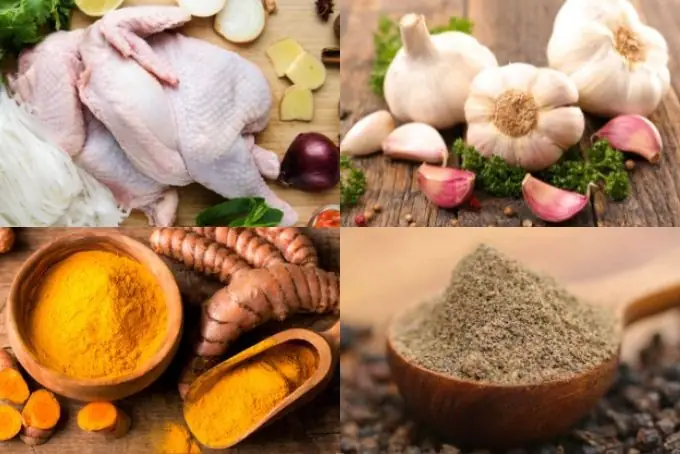 Nguyên liệu làm món gà hấp tỏi(Cho 4 người ăn)