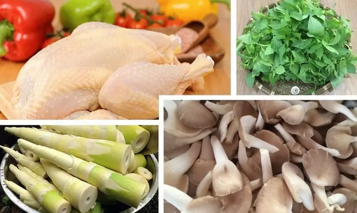 Nguyên liệu nấu lẩu gà lá é