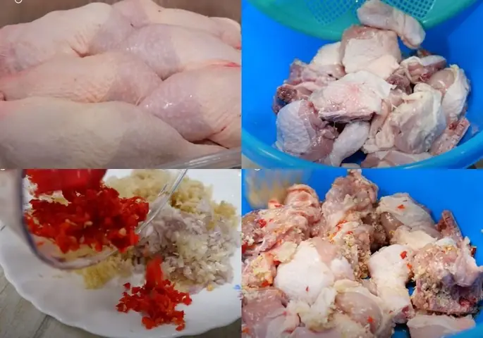 Sơ chế và ướp gà