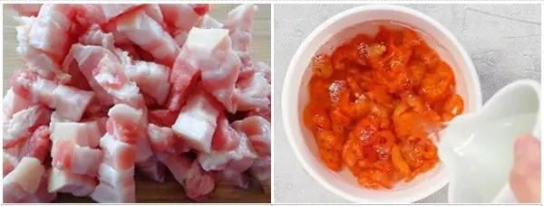 Bước 1: Thái Thịt, Ngâm Tôm Bước 1: Thái Thịt, Ngâm Tôm