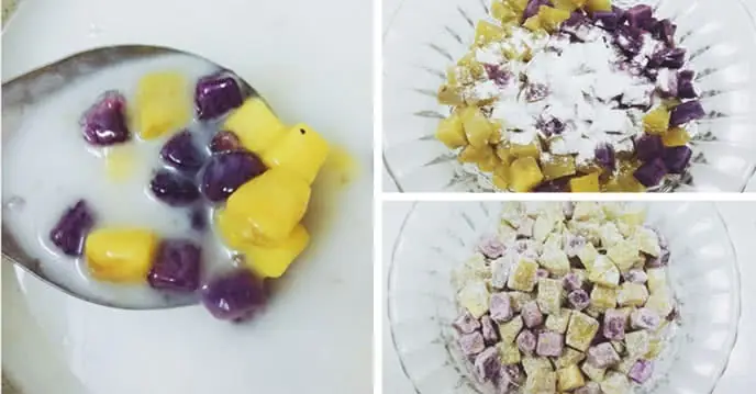 Các bước thực hiện cách nấu chè khoai lang nước cốt dừa