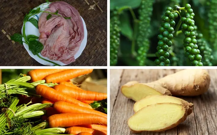 1nguyên Liệu Làm Lẩu Bao Tử Hầm Tiêu