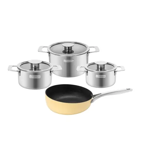 Bộ nồi Inox liền khối Elmich Hera EL-8138IN size 16, 18, 22 tặng kèm chảo chống dính full induction 26cm Bộ nồi Inox liền khối Elmich Hera EL-8138IN size 16, 18, 22 tặng kèm chảo chống dính full induction 26cm