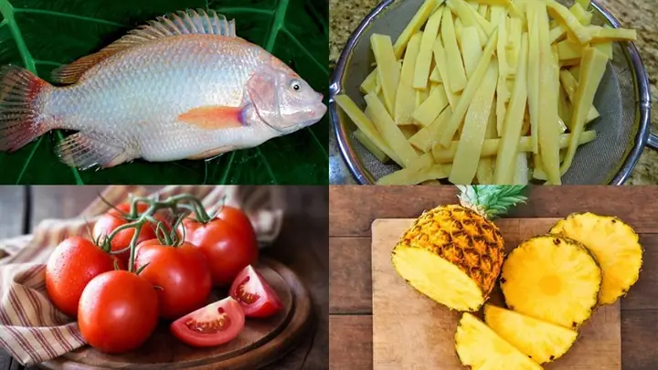 Nguyên liệu làm món lẩu cá diêu hồng măng chua