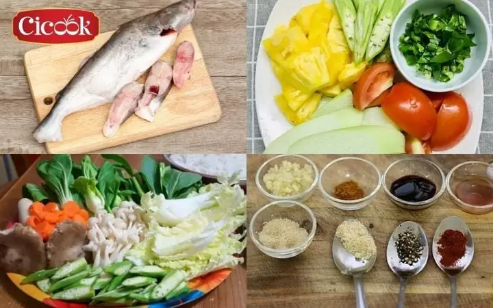 Nguyên liệu chính nấu lẩu cá hú chua cay theo kiểu truyền thống