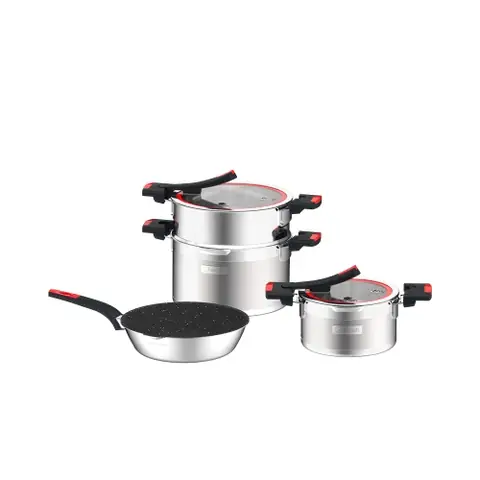 Bộ Nồi Inox Liền Khối Elmich Milano El-8094 Size 18, Nồi Hấp 22, Chảo 26cm Bộ Nồi Inox Liền Khối Elmich Milano El-8094 Size 18, Nồi Hấp 22, Chảo 26cm