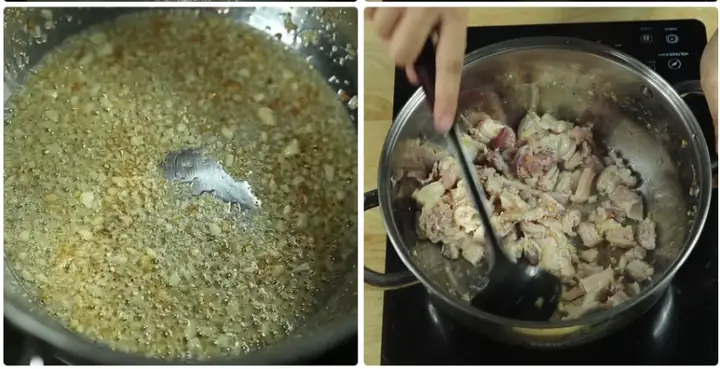 Bước 5: Xào Thịt Ba Chỉ Cho Món Lẩu Mắm Cá Linh