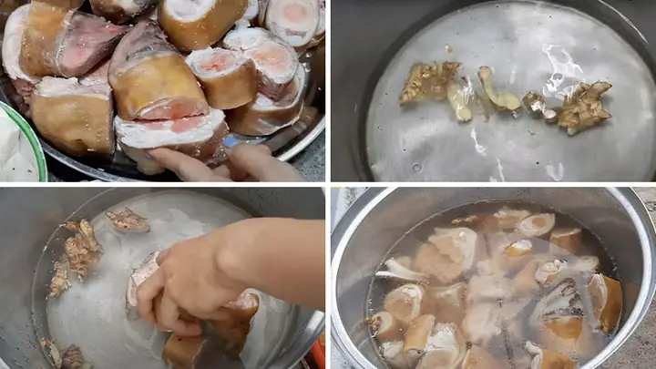 Bước 1Sơ chế dựng bò, bắp bò và phèo bò Bước 1Sơ chế dựng bò, bắp bò và phèo bò