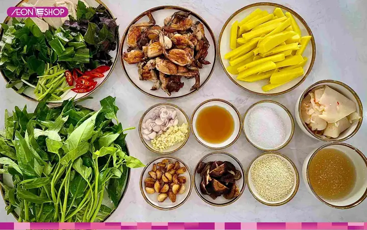 Nguyên liệu nấu lẩu ếch lá lốt cho 4 - 5 người ăn