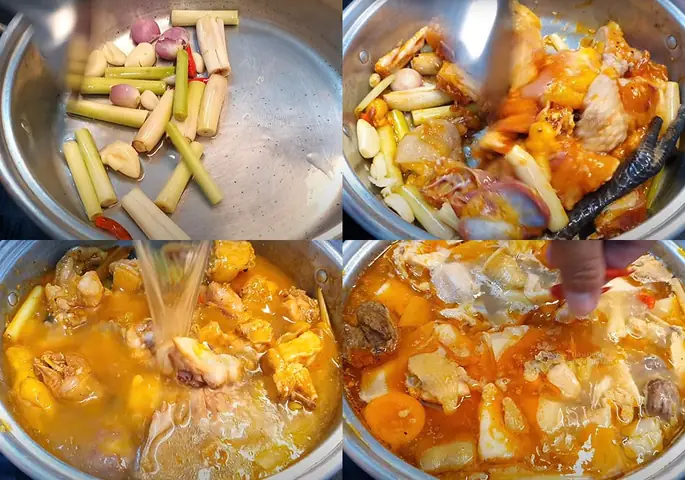 Làm lẩu gà măng cay