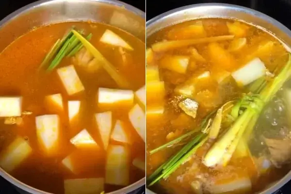 Nấu lẩu hầm sả Nấu lẩu hầm sả