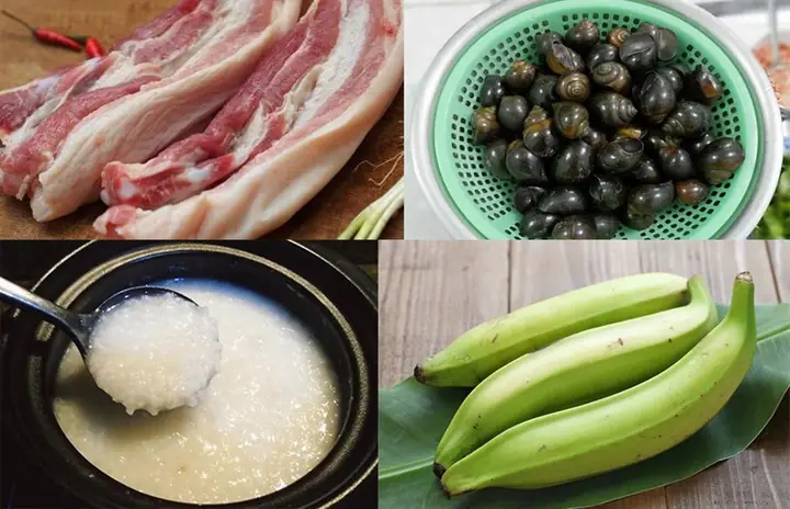 Nguyên Liệu Làm Lẩu Ốc Bươu Cơm Mẻ