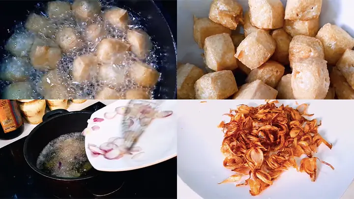 Bước 2 Chiên Đậu Phụ Và Làm Hành Phi