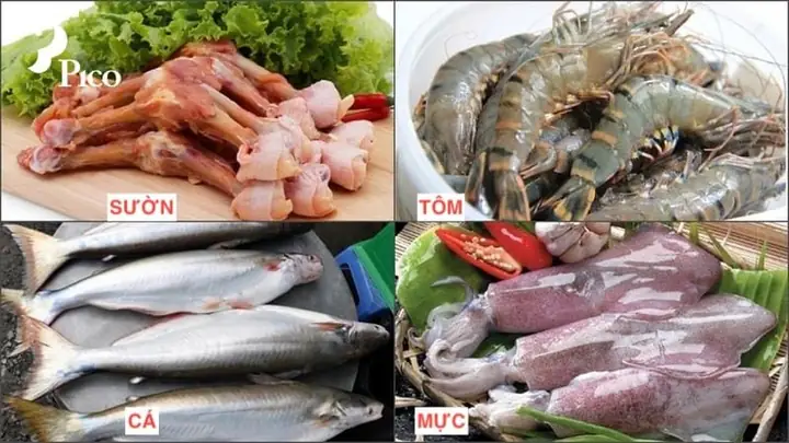 Nguyên liệu nhúng lẩu (Hải sản, thịt bò, rau...)
