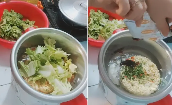 Bước 3: Thêm Nguyên Liệu Và Mì Vào Nồi Bước 3: Thêm Nguyên Liệu Và Mì Vào Nồi