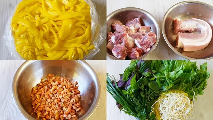 1Nguyên liệu làm món mì quảng Đà Lạt