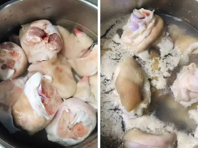 Bước 1: Khử Mùi Và Làm Sạch Giò Heo Bước 1: Khử Mùi Và Làm Sạch Giò Heo