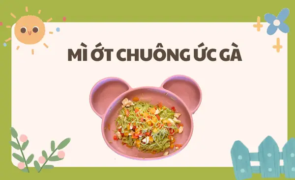 1. Mì rau củ cho bé - Mì ớt chuông ức gà