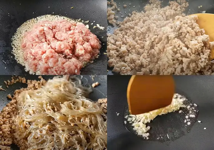 Các bước làm miến xào thịt băm Các bước làm miến xào thịt băm