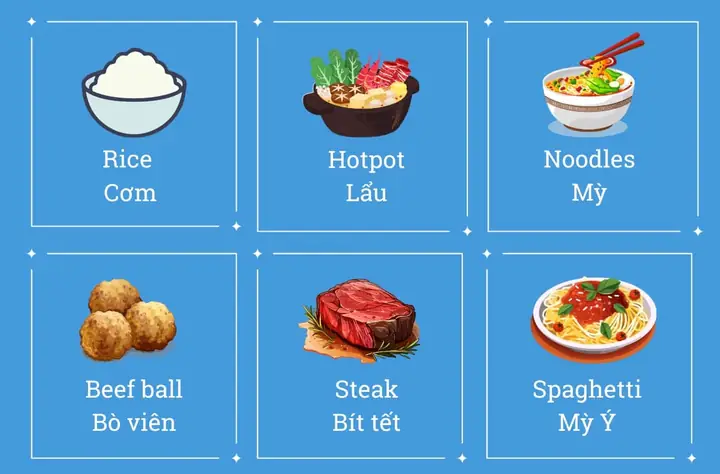 Từ vựng tiếng Anh về món ăn chính