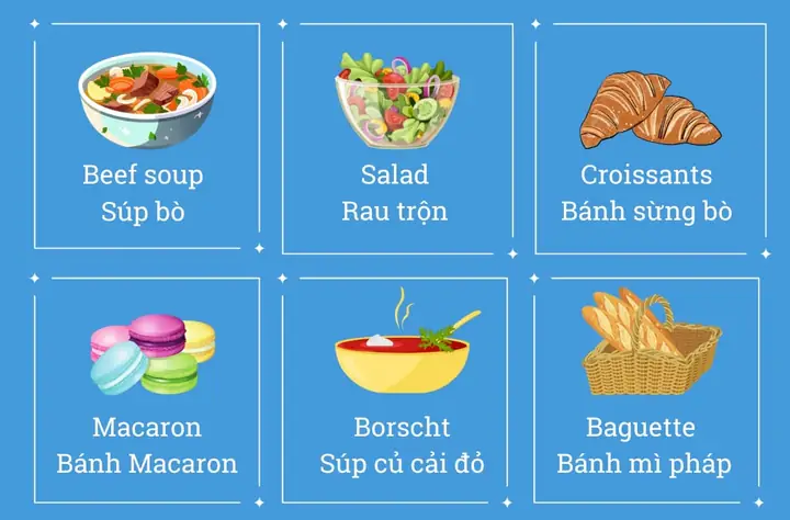 Từ vựng tiếng Anh về món ăn khai vị