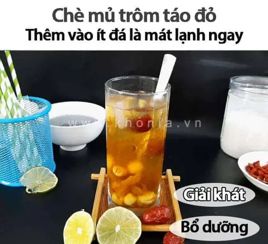 Cách Nấu Chè Mủ Trôm Táo Đỏ: