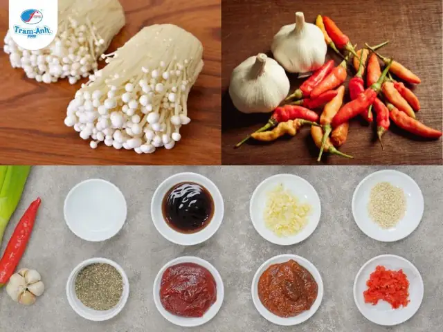 Chuẩn Bị Nguyên Liệu Làm Món Nấm Kim Châm Sốt Cay
