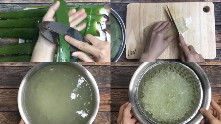 Cách Làm Nha Đam Hạt Chia Đường Phèn