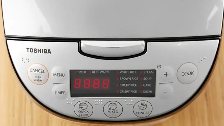 1Các nút chức năng và chế độ nấu ở nồi cơm điện Toshiba