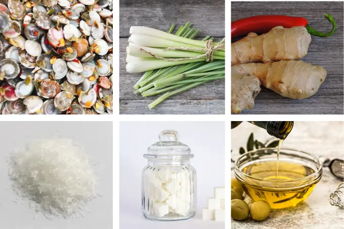 Nguyên Liệu Làm Ốc Ruốc Xáo Sả Ớt Cho 3 Người