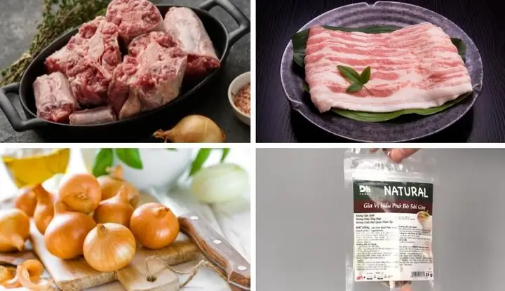 Các nguyên liệu nấu phở đuôi bò Các nguyên liệu nấu phở đuôi bò