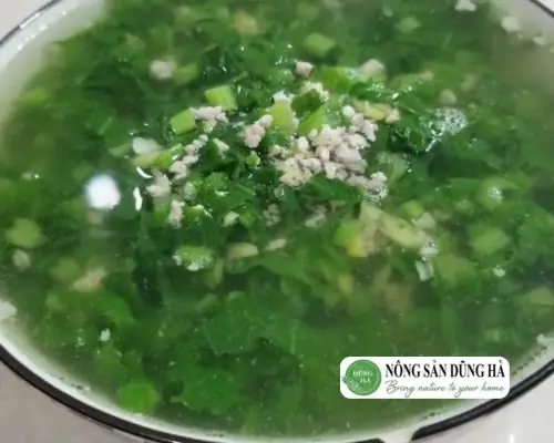 Canh cải mèo nấu thịt băm