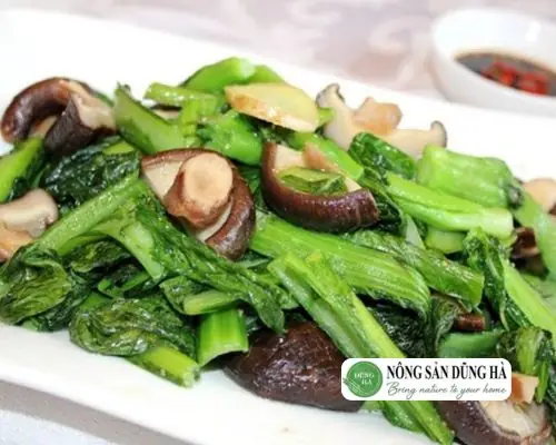 Rau cải mèo xào nấm